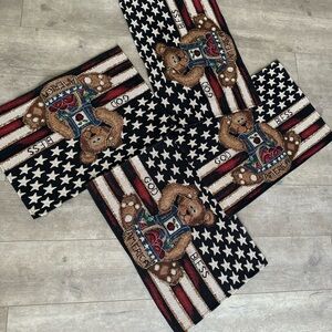 Set of 4 New Vintage Boyds Bears Placemat Table Set God Bless America Patriotic